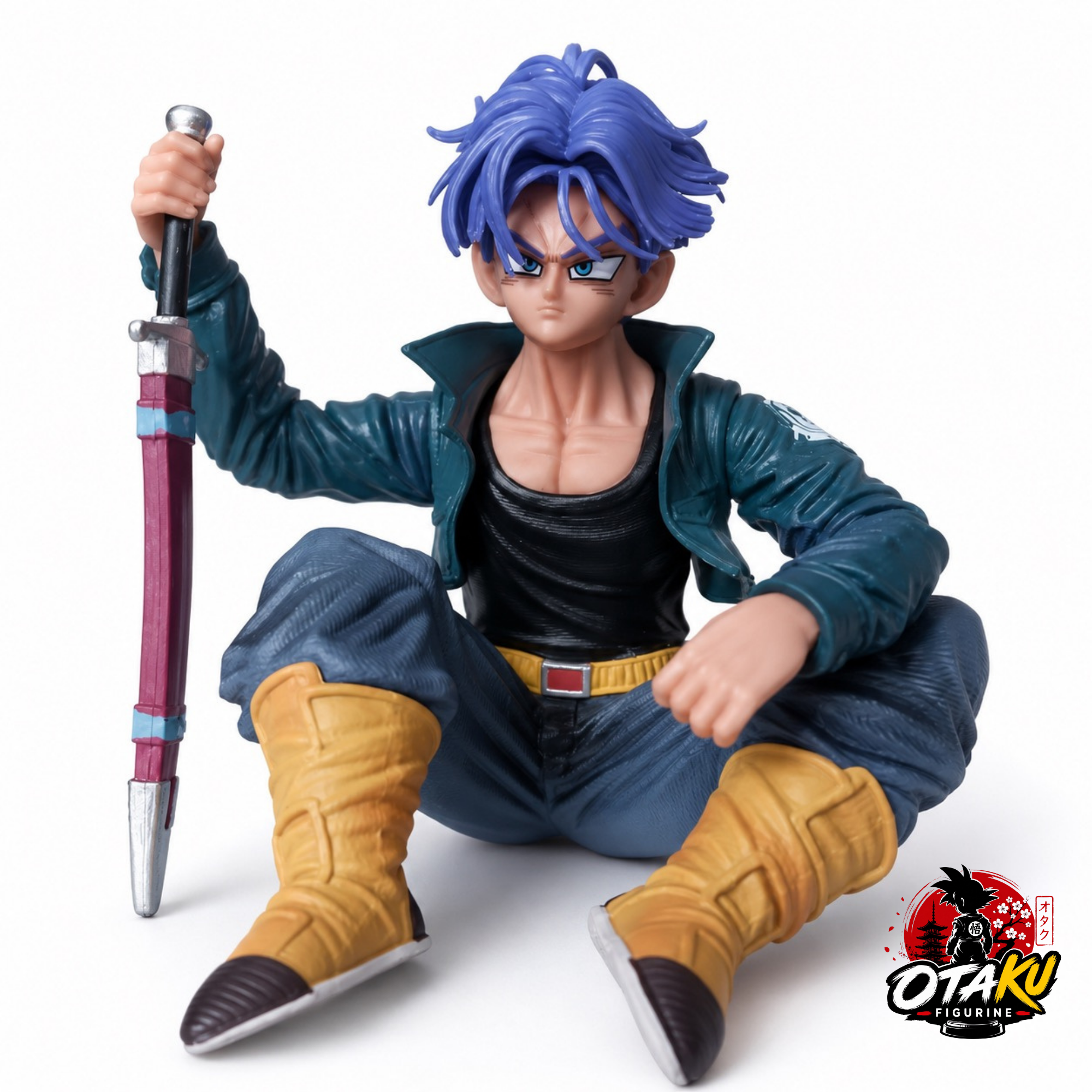 Figurine Dragon Ball Z Trunks du Futur - 10 cm Pose Assise avec Épée