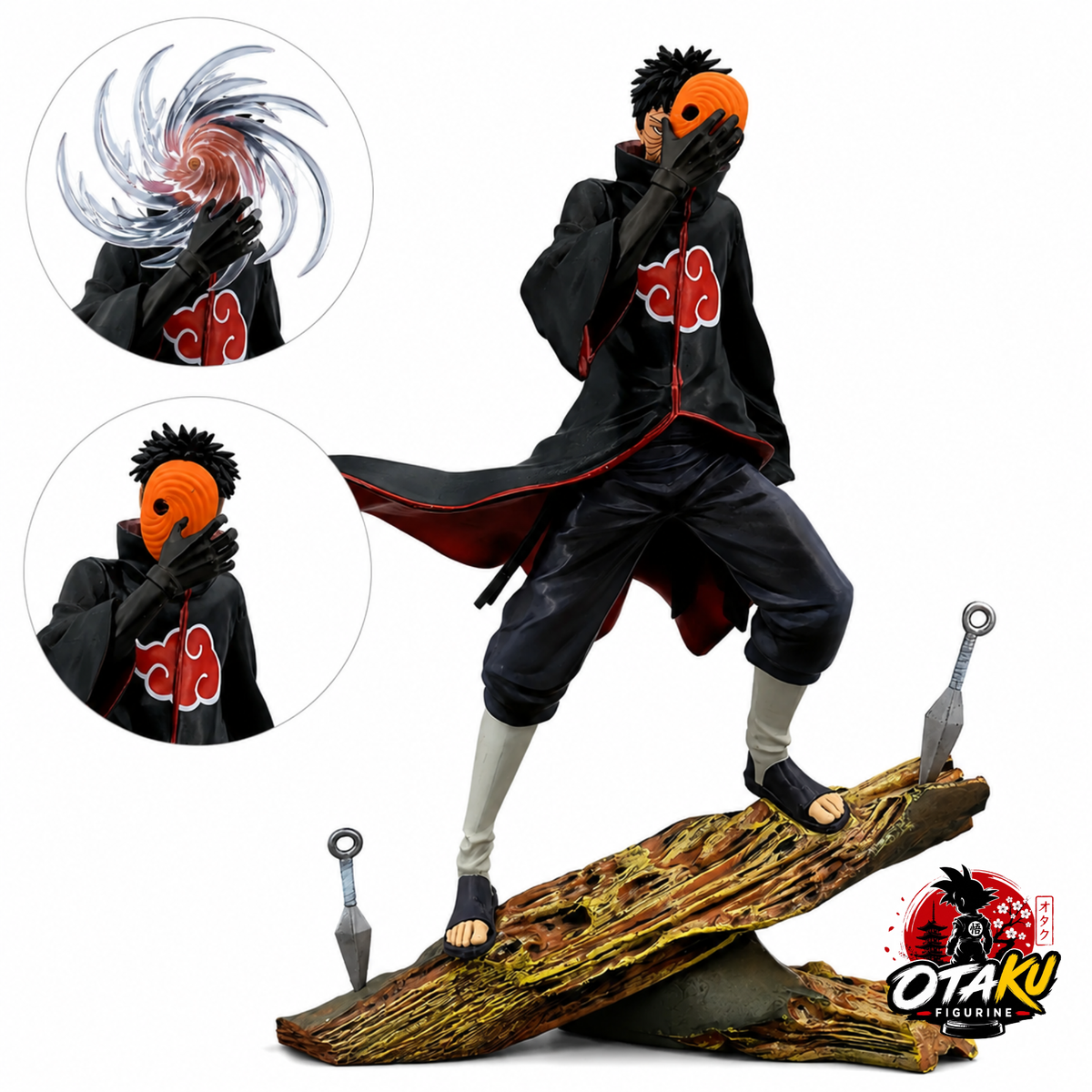 Figurine Naruto Shippuden – Obito Uchiha (Tobi) avec Masque interchangeable 26cm