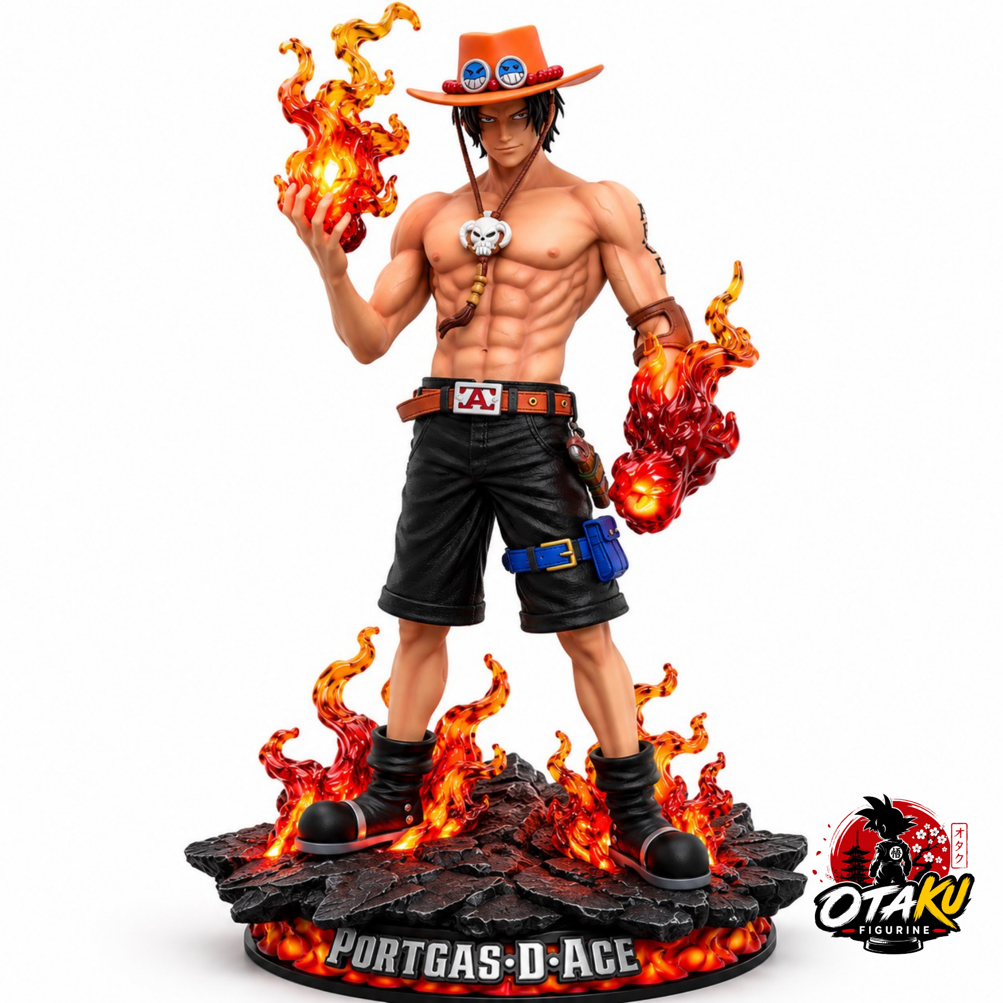 Figurine One Piece Ace - 70 cm Édition Collector Flamme LED Collector