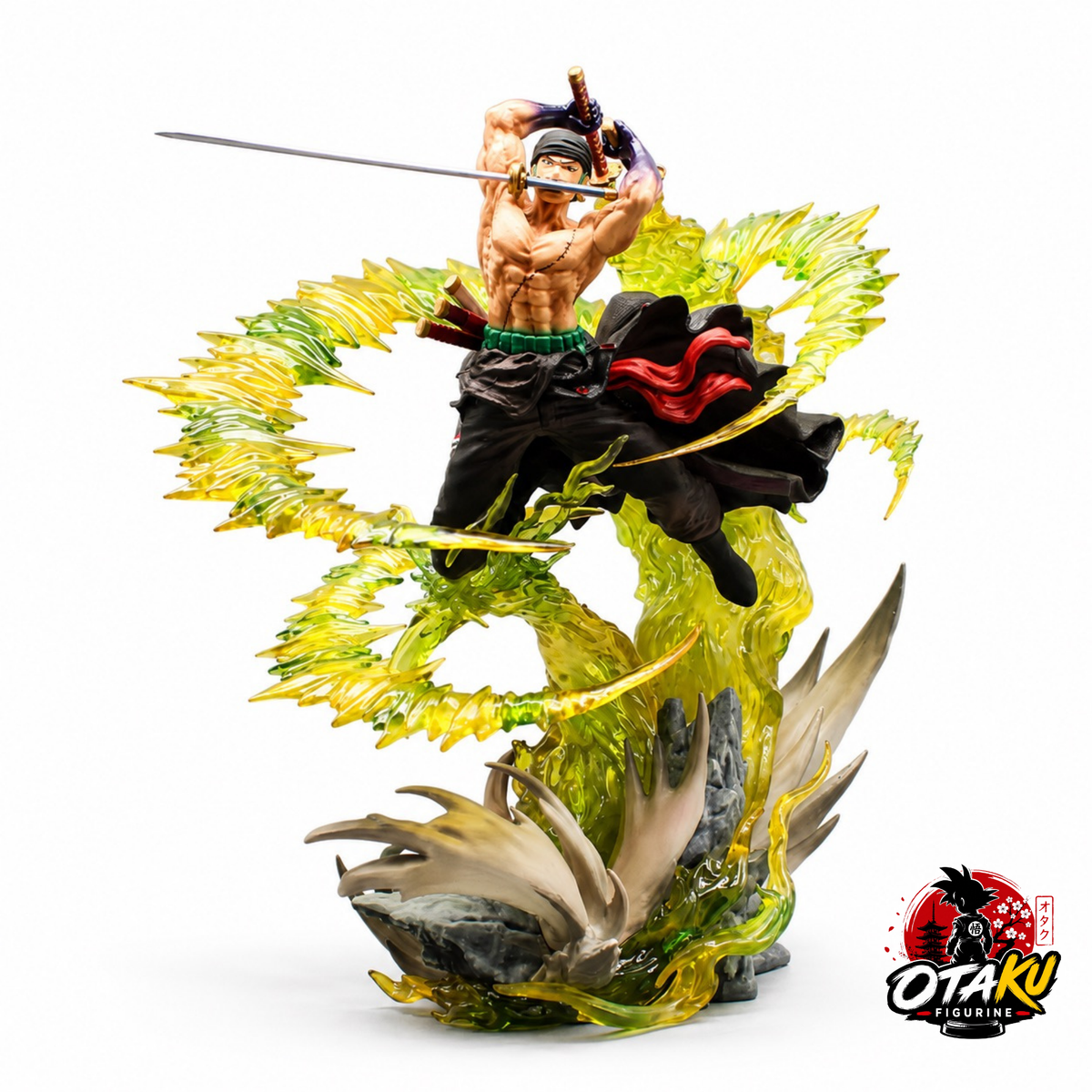 Figurine One Piece Zoro - 30 cm LED et Visage Interchangeable Édition Premium