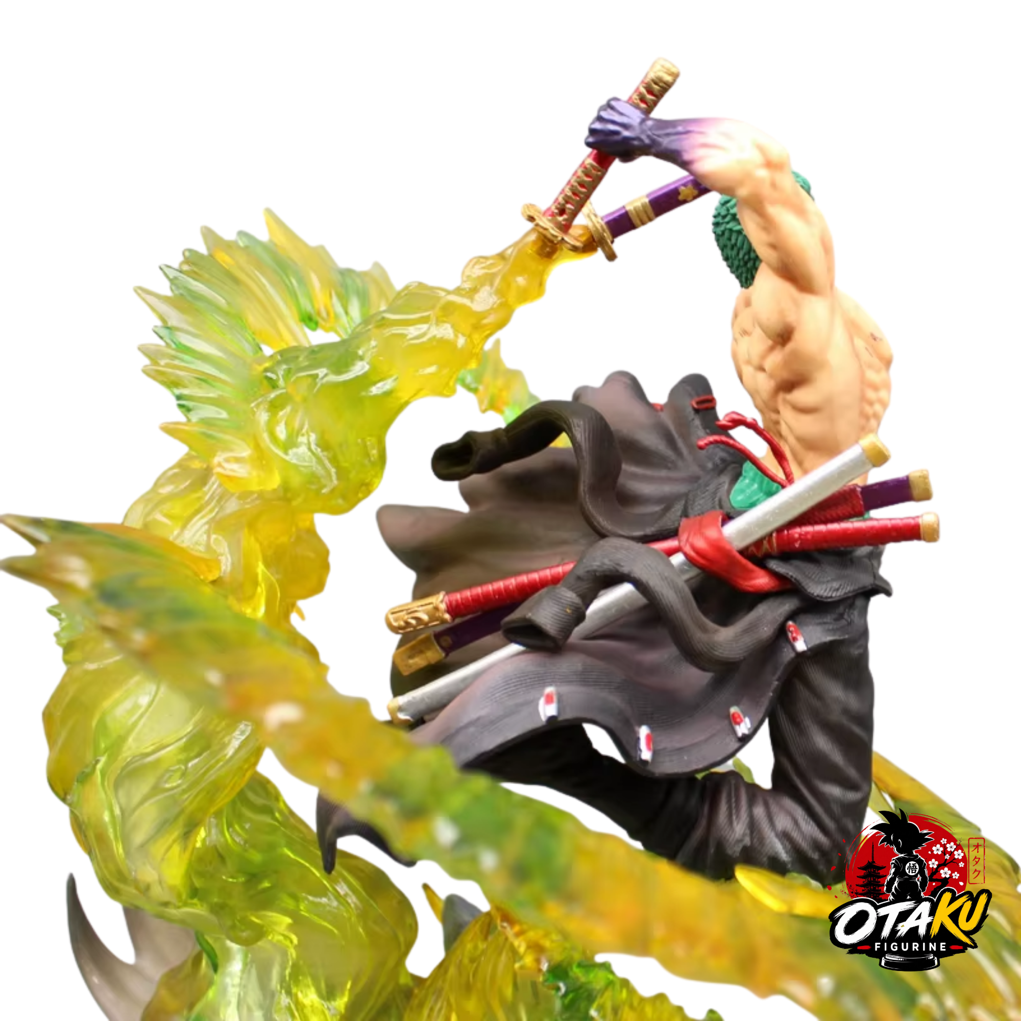 Figurine One Piece Zoro - 30 cm LED et Visage Interchangeable Édition Premium