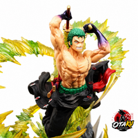 Figurine One Piece Zoro - 30 cm LED et Visage Interchangeable Édition Premium