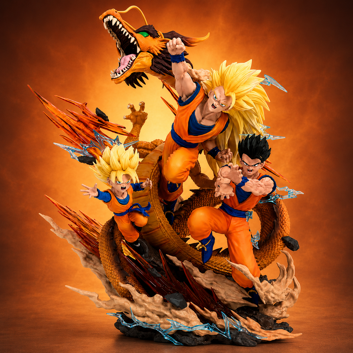 Figurine Son Goku SSJ3, Son Gohan, Son Goten & Shenron - Dragon Ball Z™