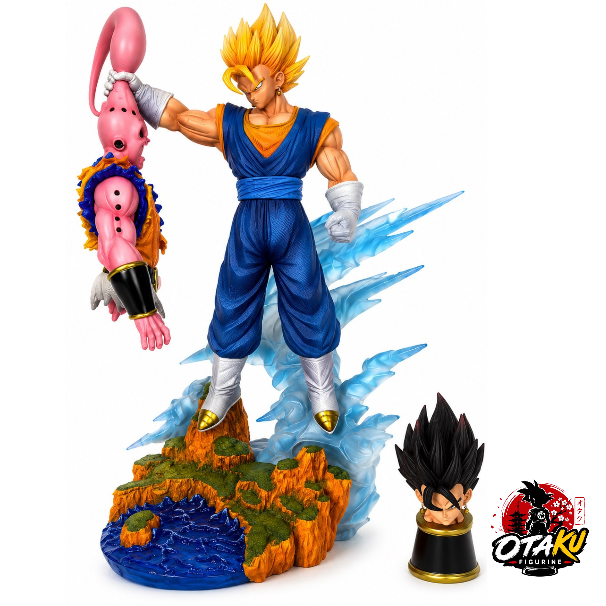 Figurine Dragon Ball Z- Vegito Super Saiyan VS Majin Buu – Têtes Interchangeables